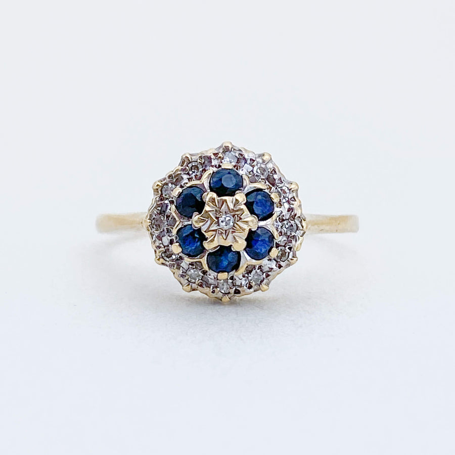 Vintage Sapphire & Diamond Cluster Ring