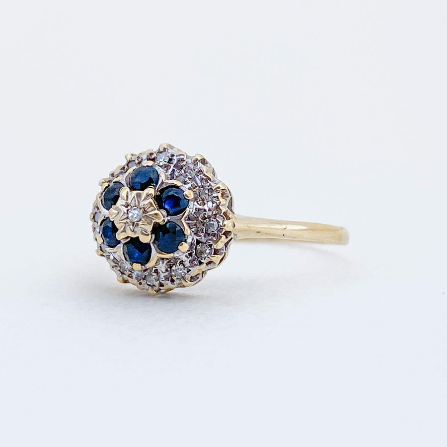 Vintage Sapphire & Diamond Cluster Ring