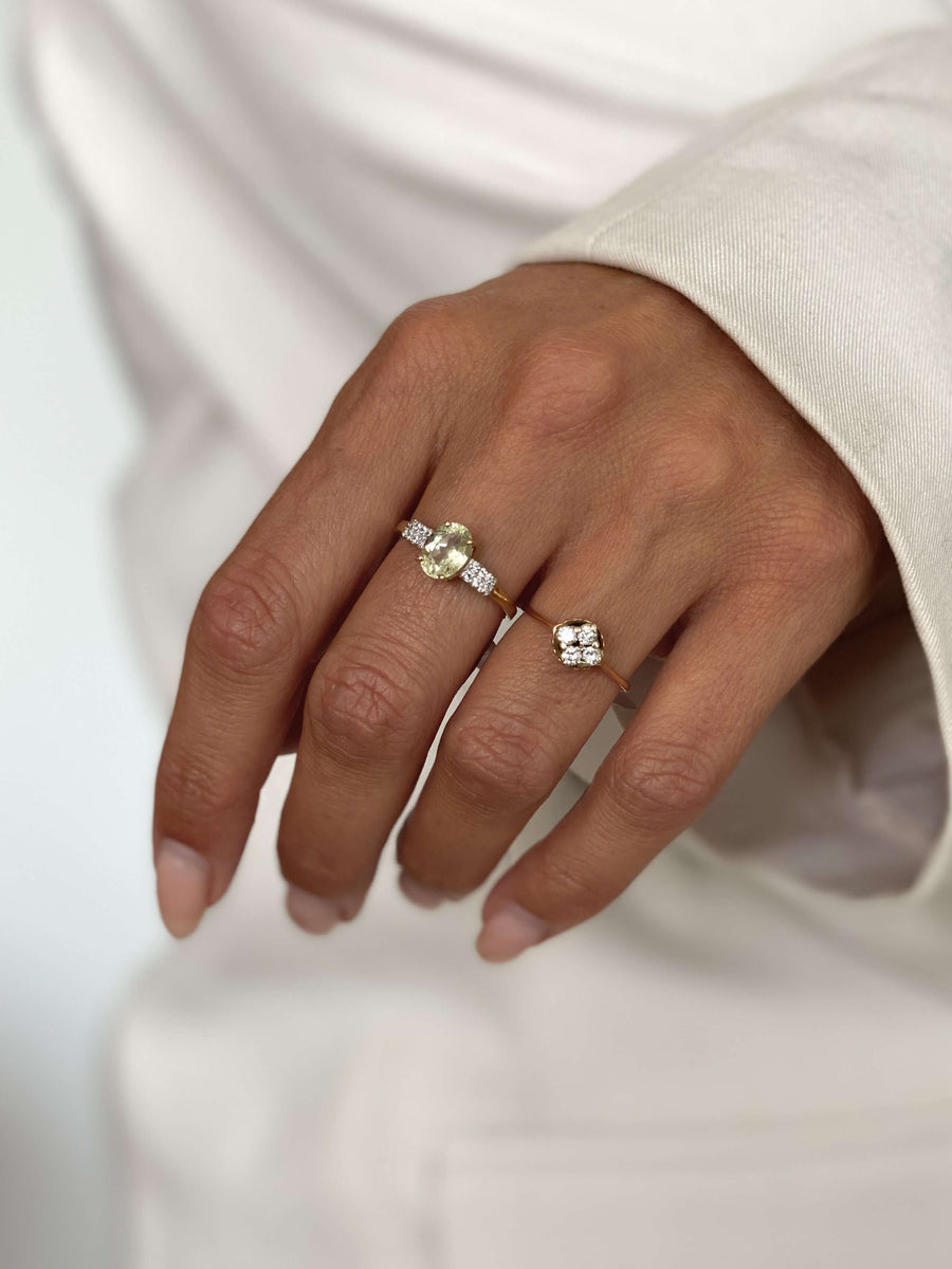 Vintage Prasiolite & CZ Ring