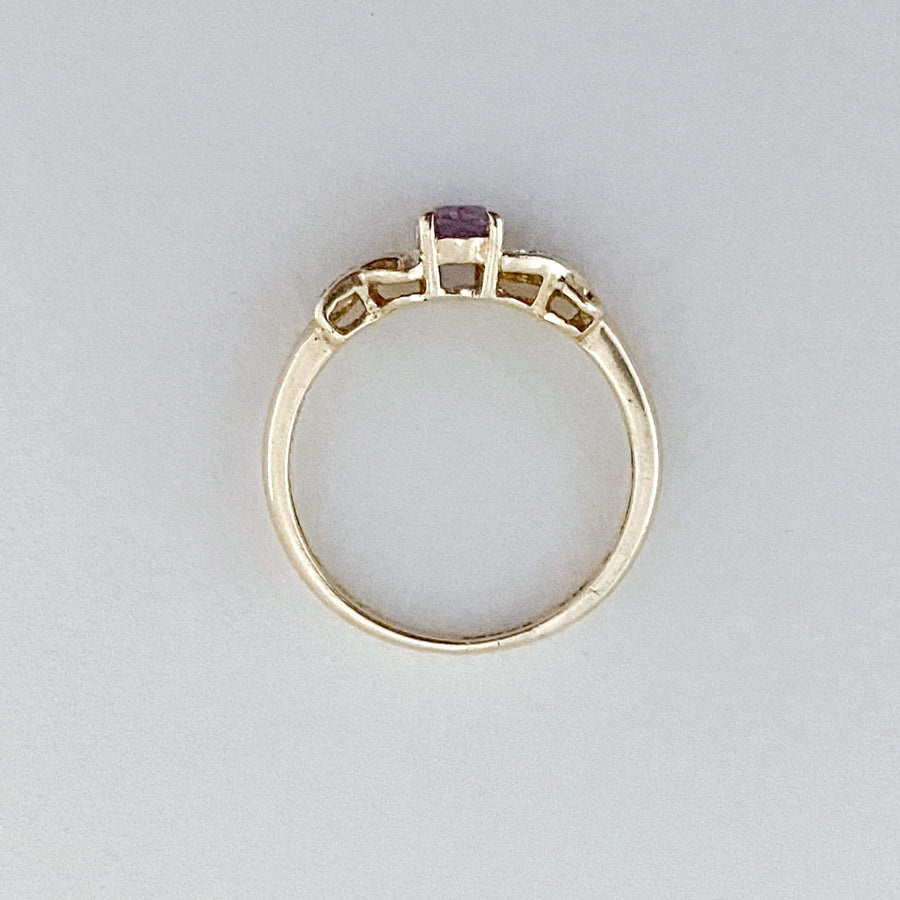 Vintage Amethyst & Diamond Swirl Ring