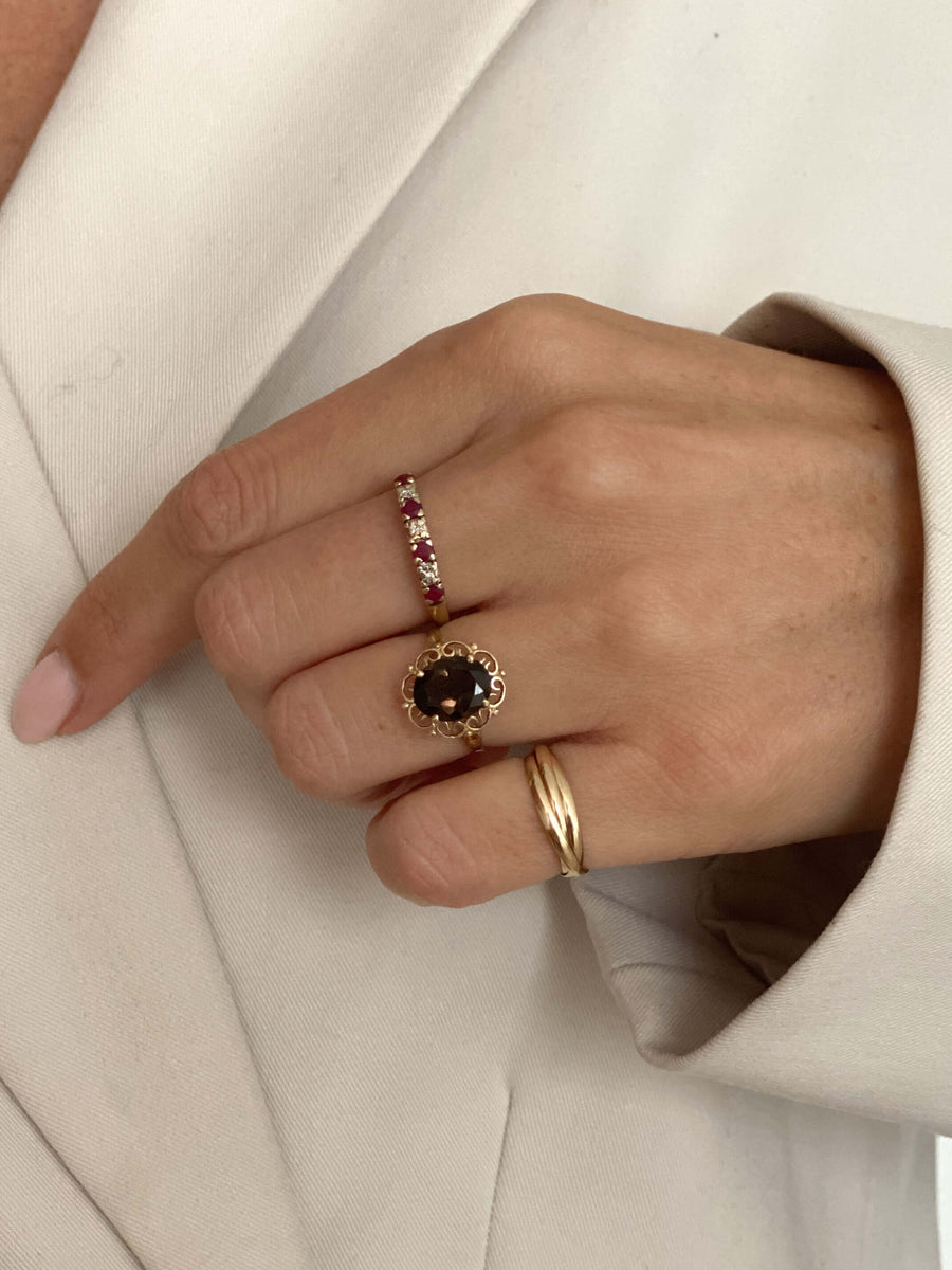 Vintage Ruby & Diamond Half Eternity Ring