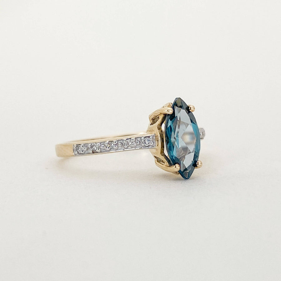 Vintage Quartz & Diamond Marquise Ring