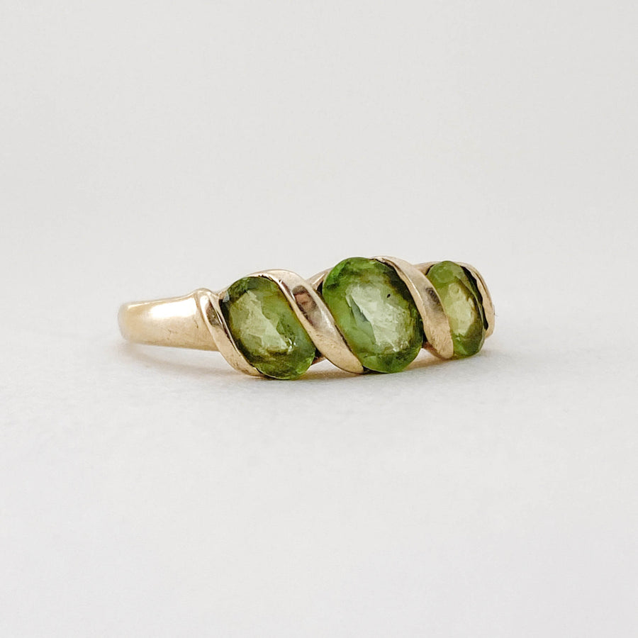 Vintage Peridot Trio Wave Ring