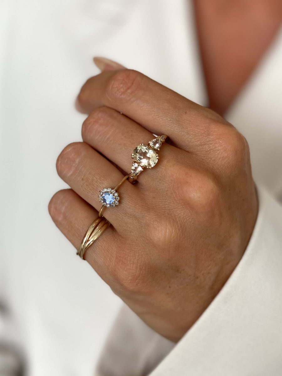 Vintage Sapphire & Diamond Halo Ring