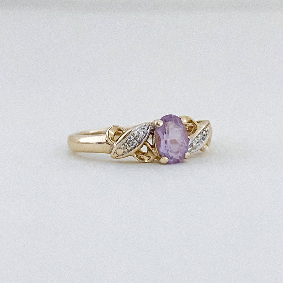 Vintage Amethyst & Diamond Swirl Ring