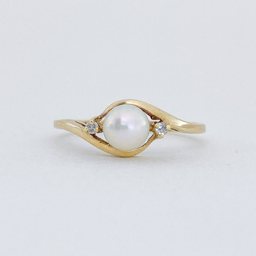 Vintage Pearl & Diamond Eye Ring