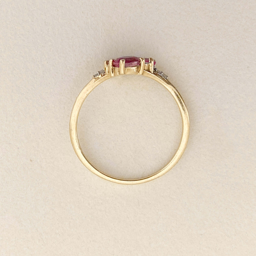 Vintage Pink Sapphire & Diamond Amour Ring