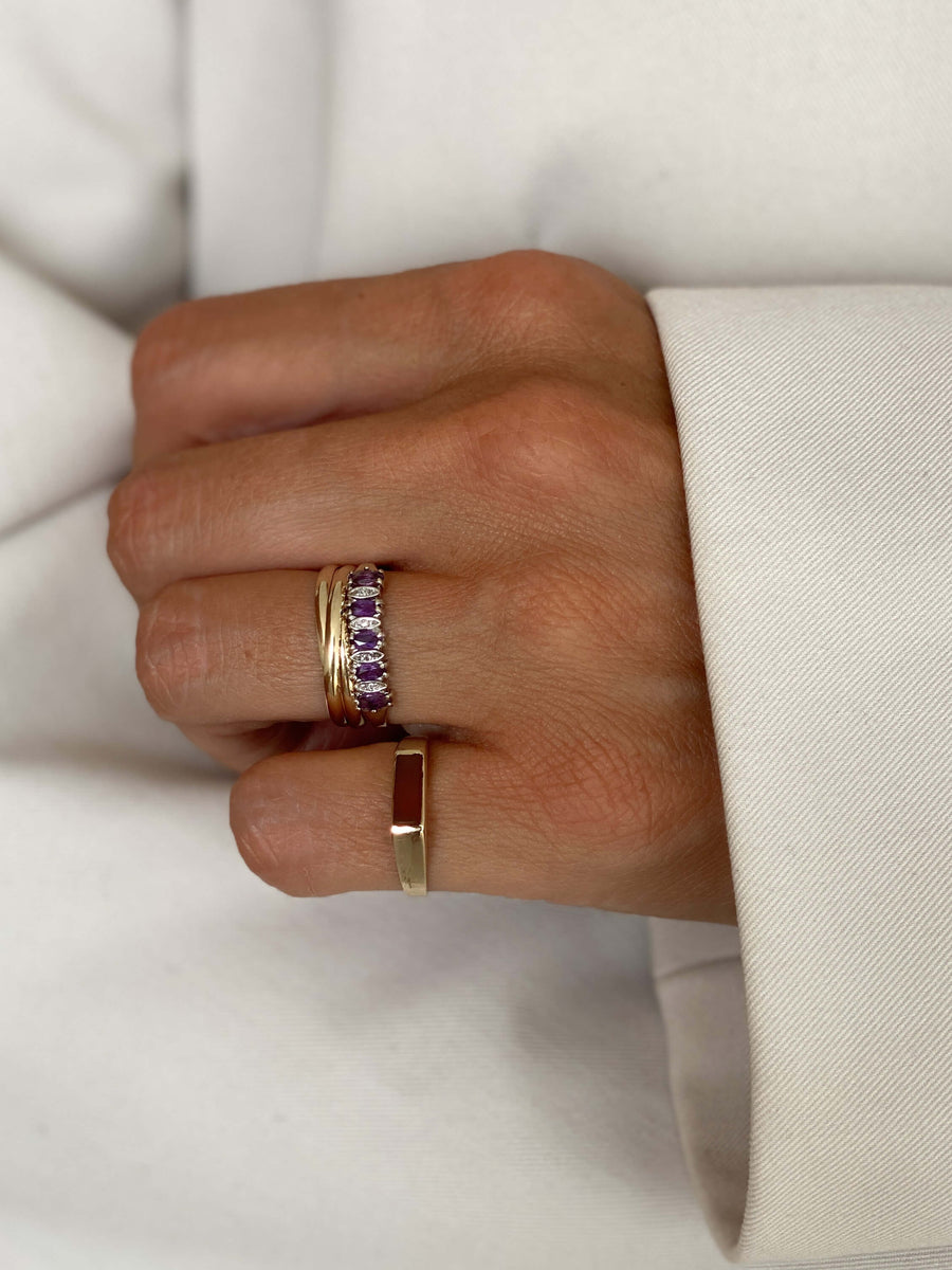 Vintage Amethyst & Diamond Band Ring