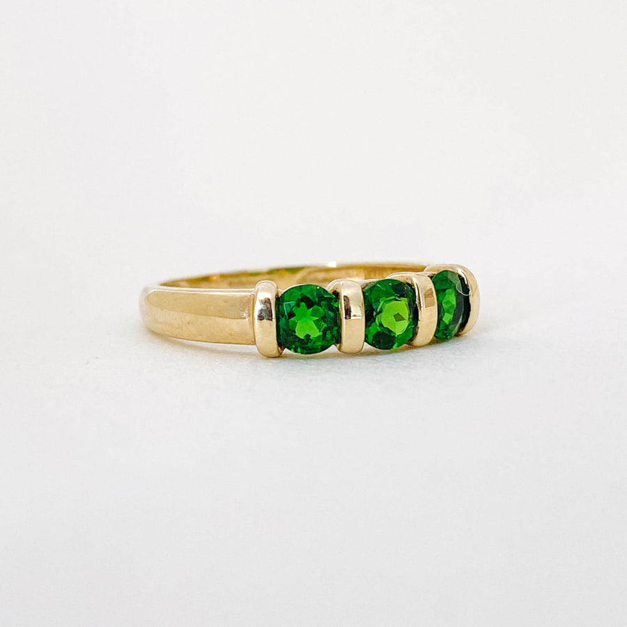 Vintage Chrome Diopside Trilogy Ring