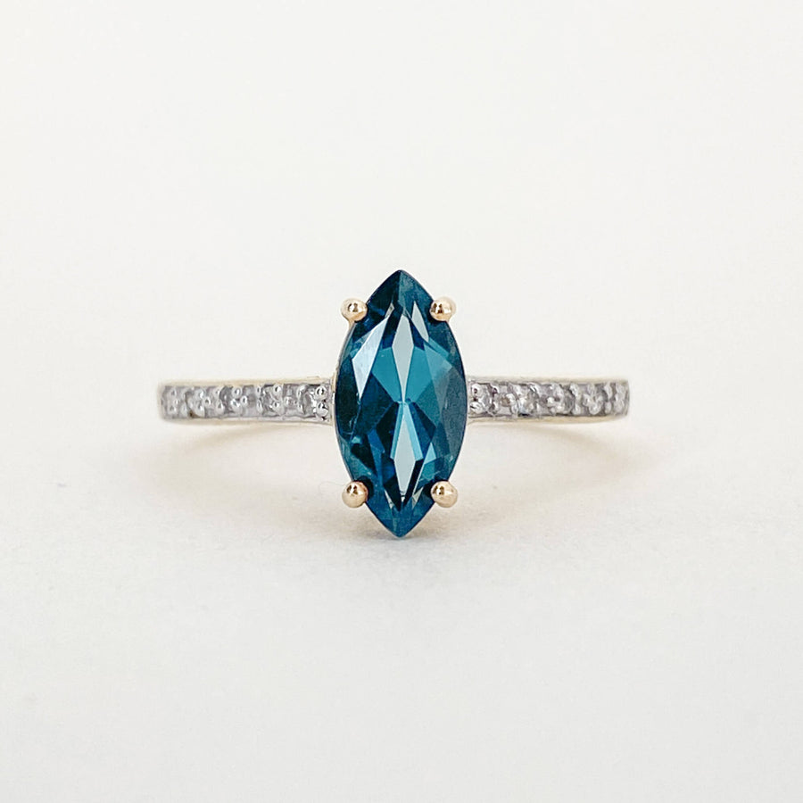 Vintage Quartz & Diamond Marquise Ring