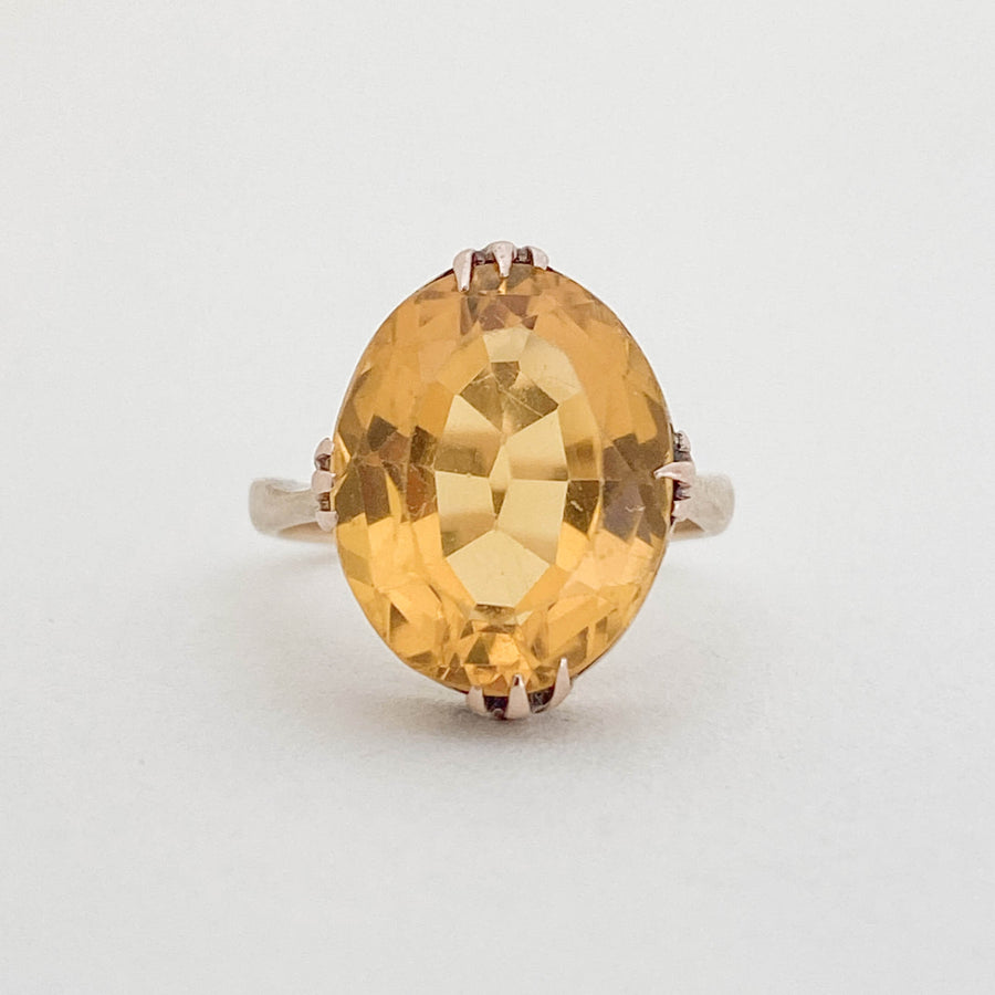 Vintage Citrine Oval Claw Ring