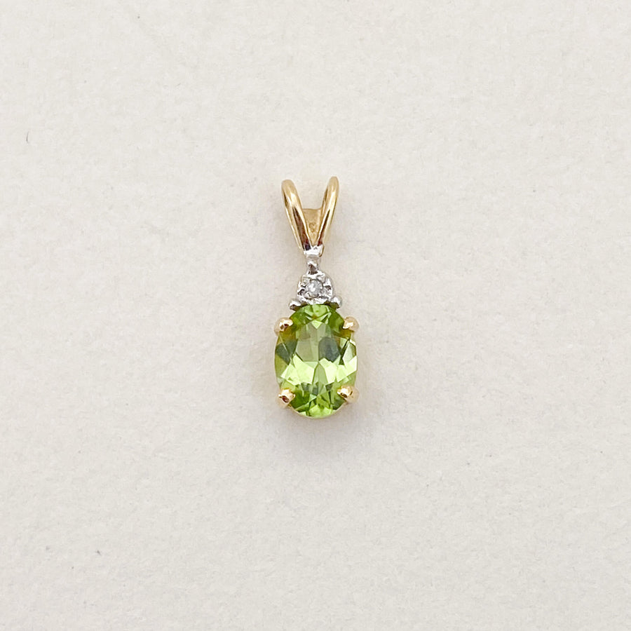 Vintage Peridot & Diamond Oval Pendant