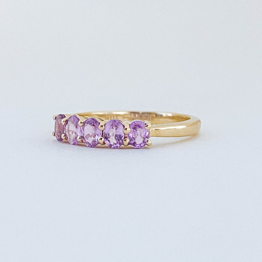 Vintage Pink Sapphire Cinq Ring