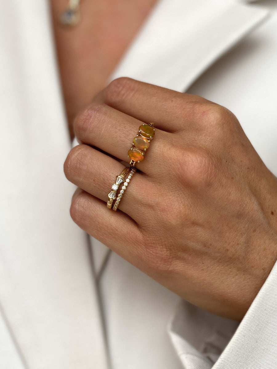 Vintage Orange Opal Trilogy Ring