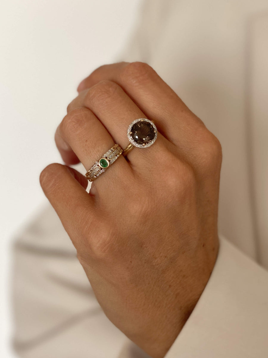 Vintage Emerald & Diamond Chain Ring