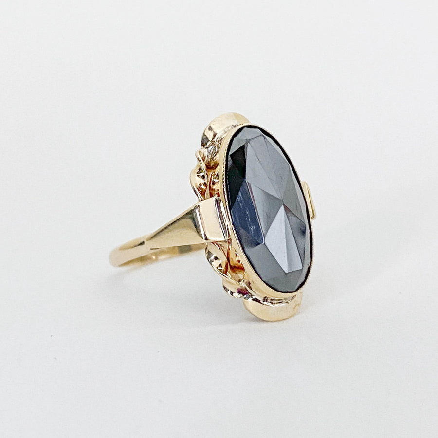 Vintage Hematite Oval Deco Ring