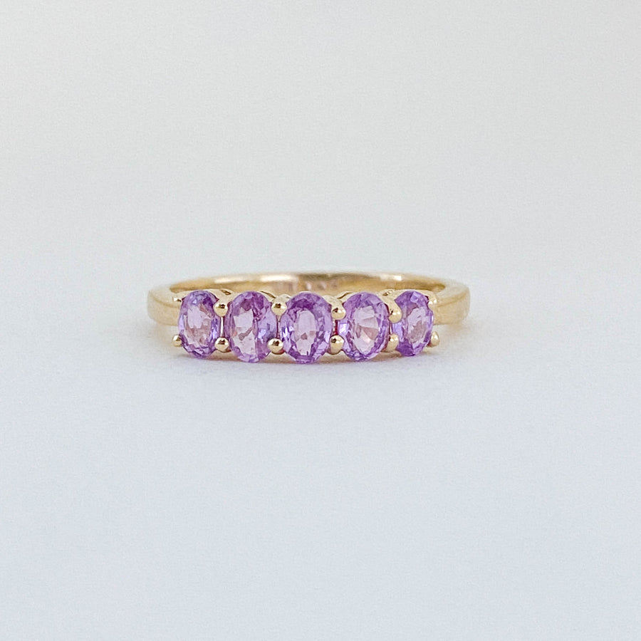 Vintage Pink Sapphire Cinq Ring