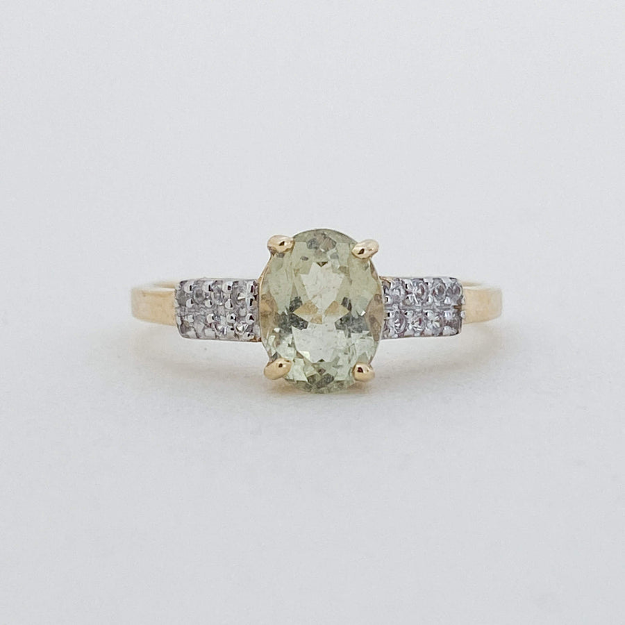 Vintage Prasiolite & CZ Ring