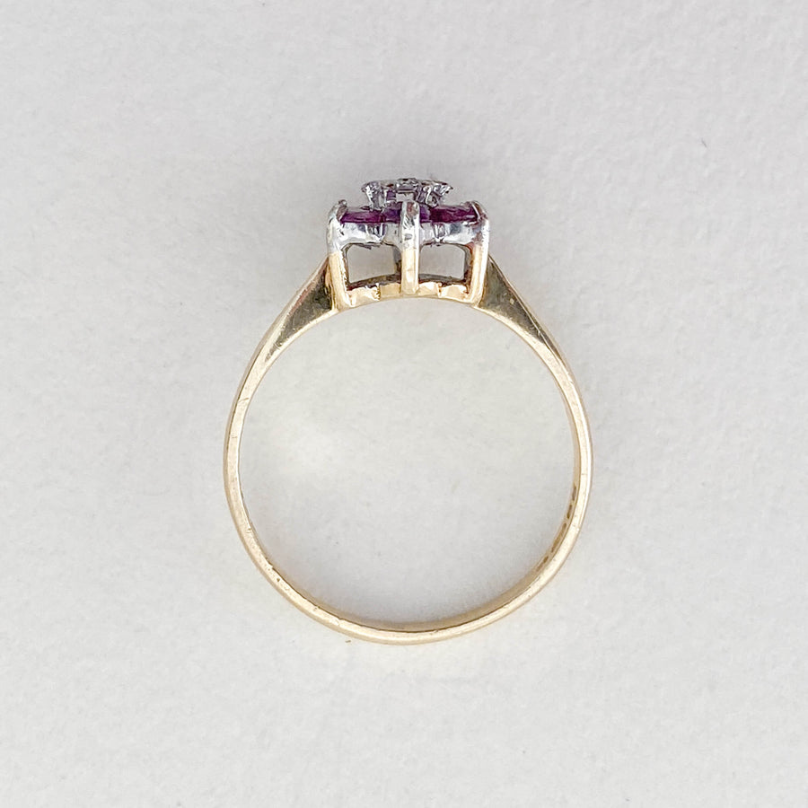 Vintage Ruby & Diamond Flower Ring