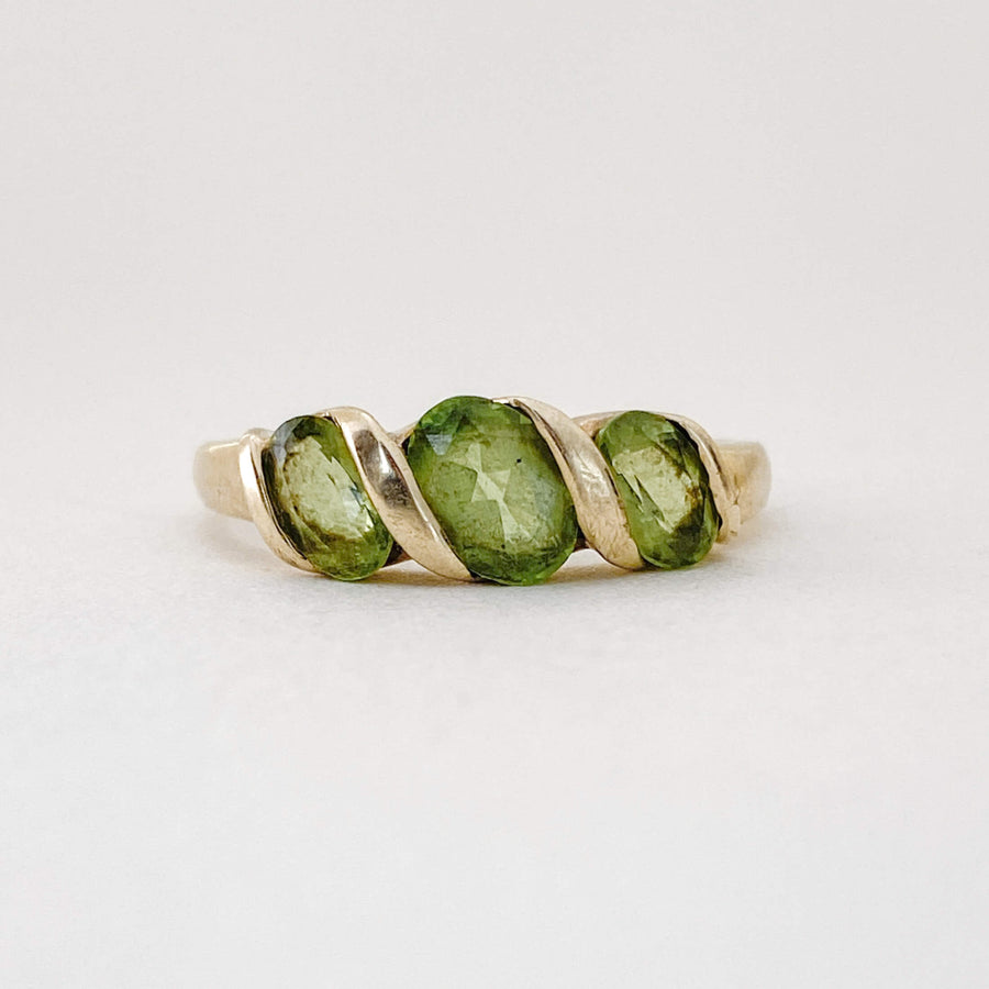 Vintage Peridot Trio Wave Ring