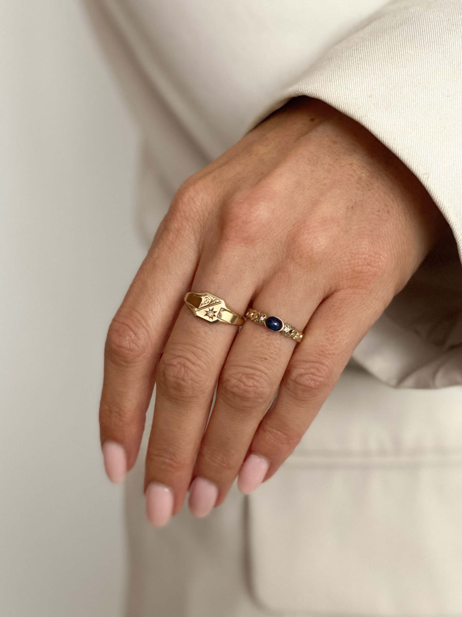 Vintage Diamond Star Signet Ring