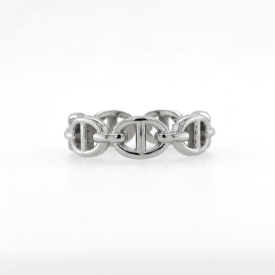 Silver Anchor Infinity Ring