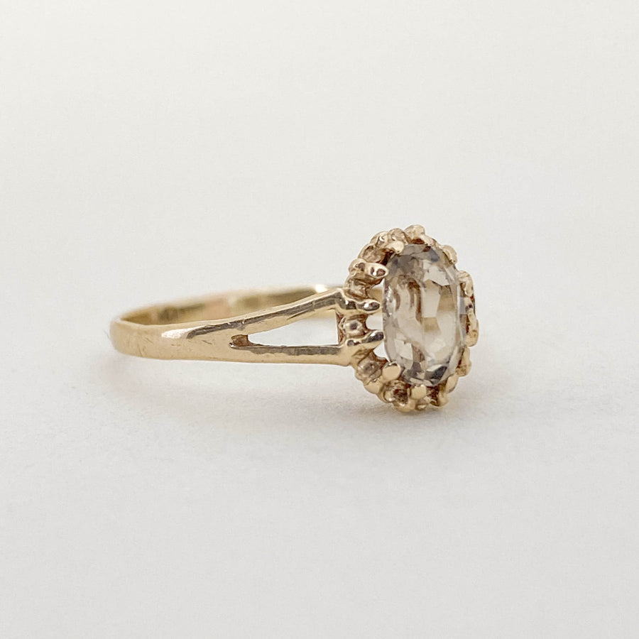 Vintage Smoky Quartz Oval Claw Petit Ring