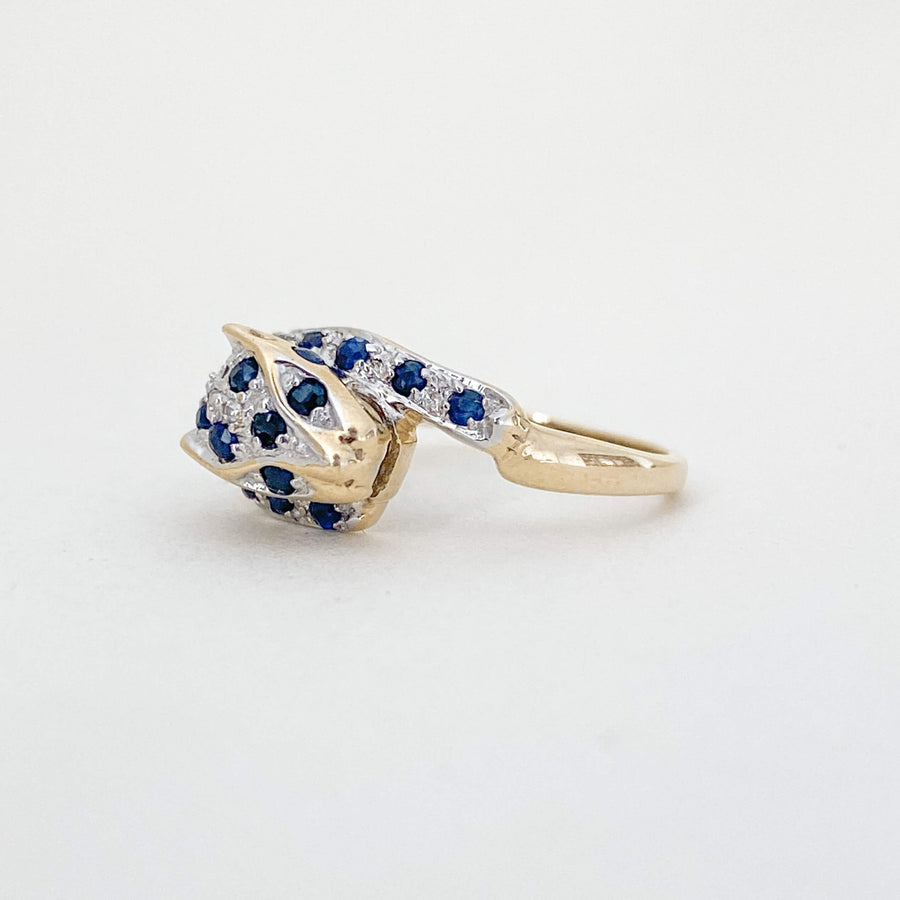 Vintage Sapphire & Diamond Panther Ring