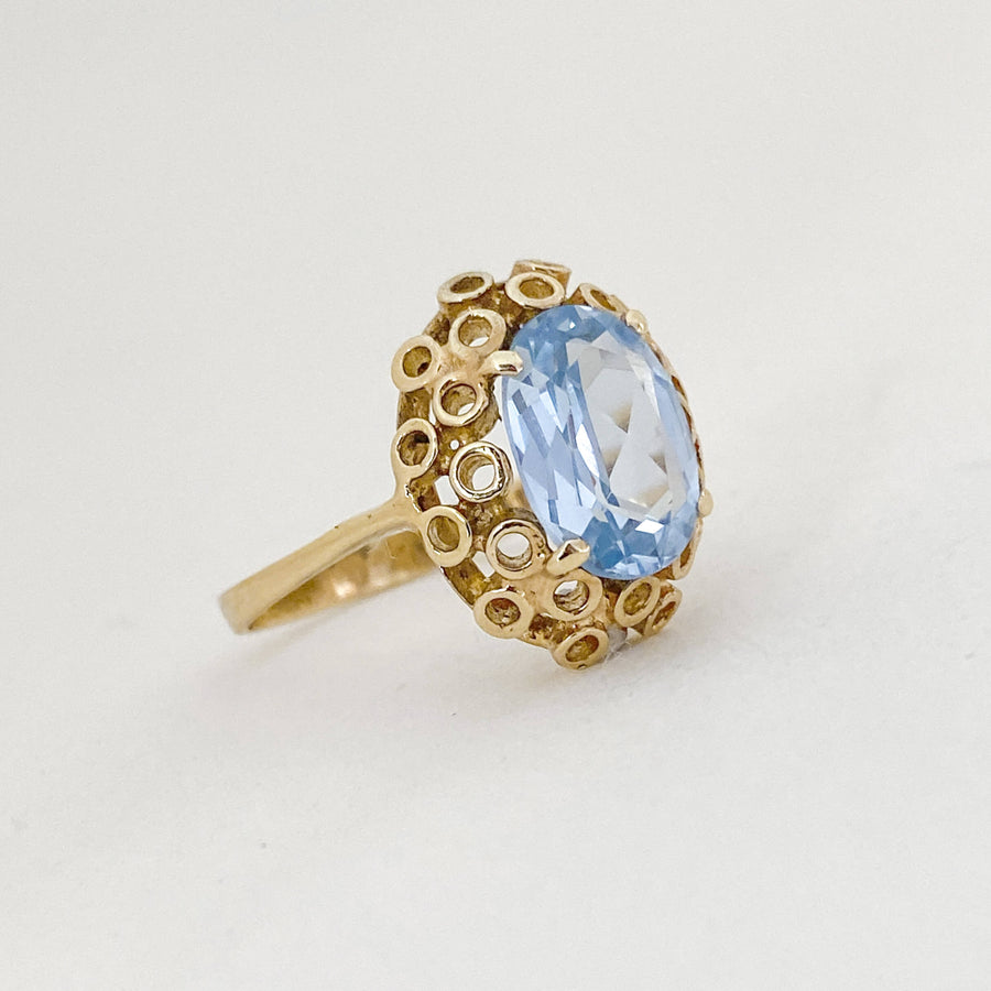 Vintage Aquamarine Anémone Ring