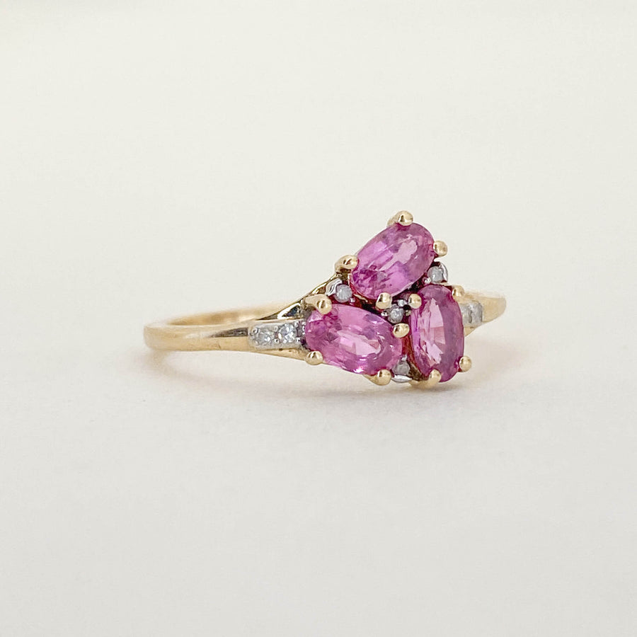 Vintage Pink Sapphire & Diamond Amour Ring