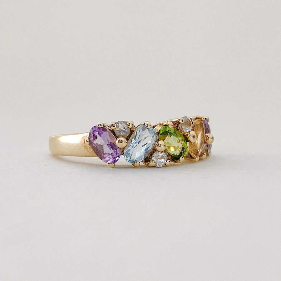 Vintage Pastel CZ, Peridot, Citrine, Amethyst & Topaz Ring