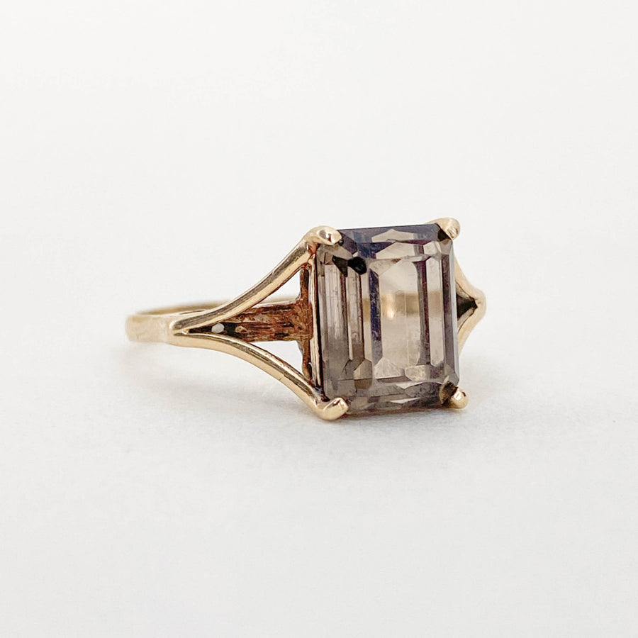 Vintage Smoky Quartz Cushion Ring