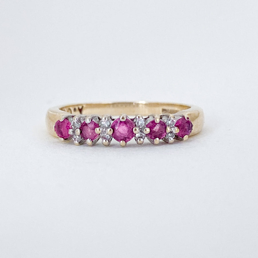 Vintage Ruby & Diamond Half Eternity Ring