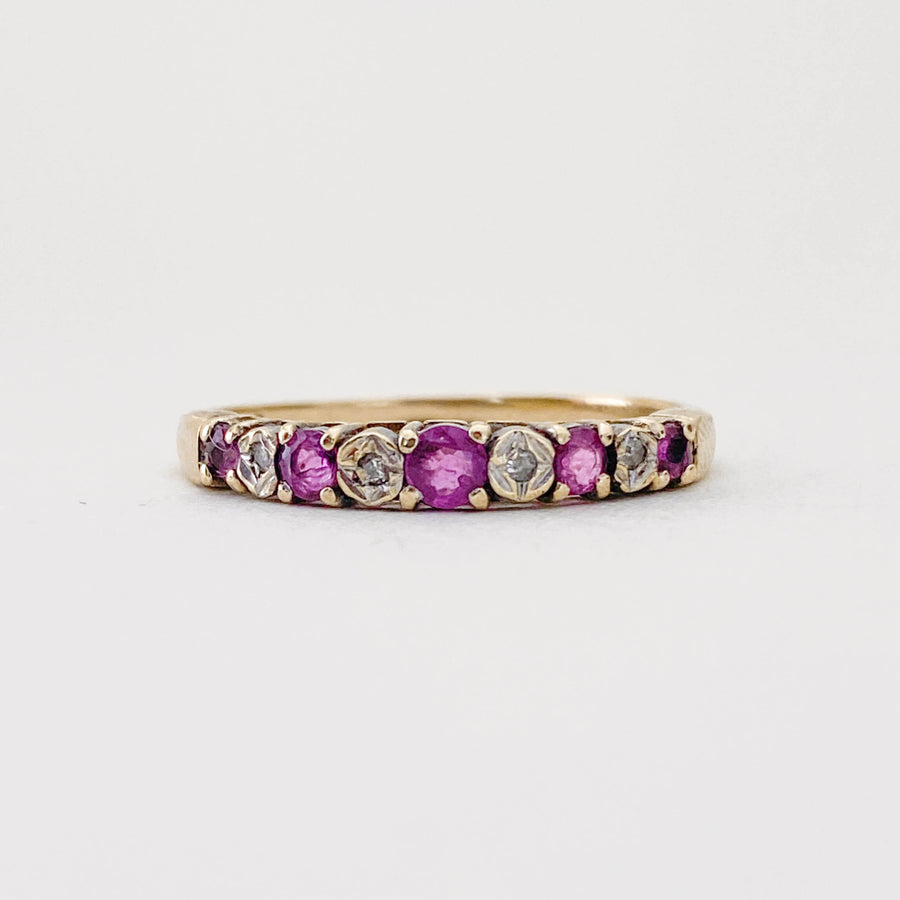Vintage Ruby & Diamond Half Eternity Ring