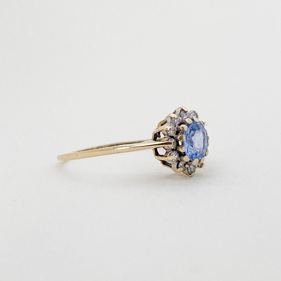 Vintage Sapphire & Diamond Halo Ring
