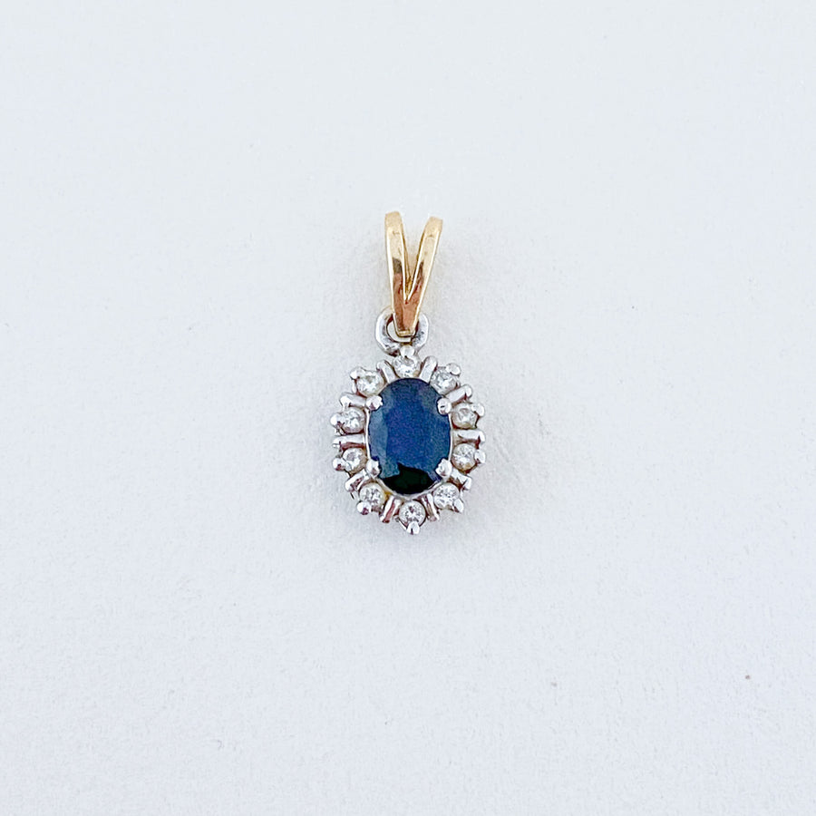 Vintage Sapphire & Diamond Halo Pendant