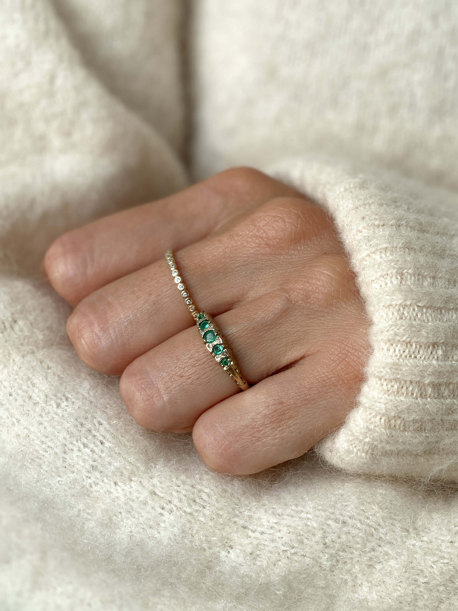 Vintage Emerald & Diamond Half Eternity Ring