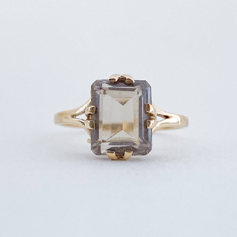 Vintage Smoky Quartz Cushion Elegance Ring