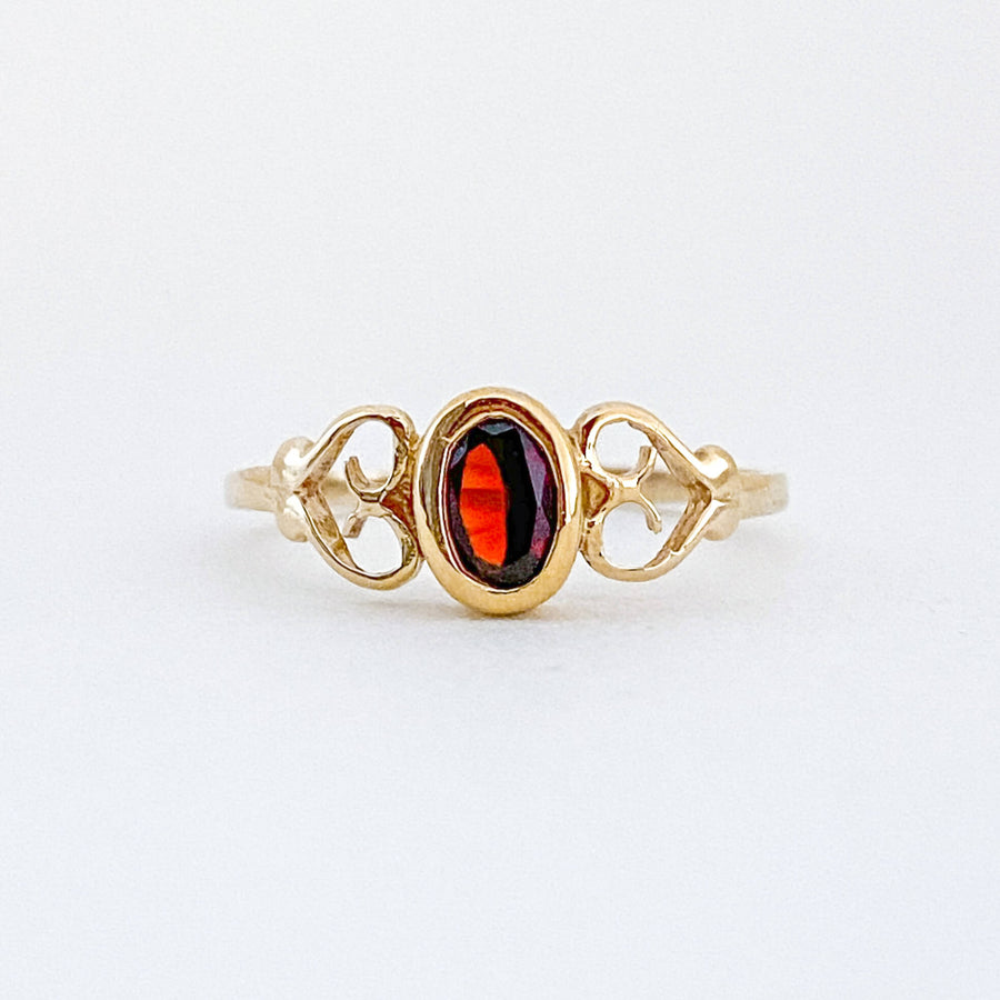Vintage Garnet Hearts Ring