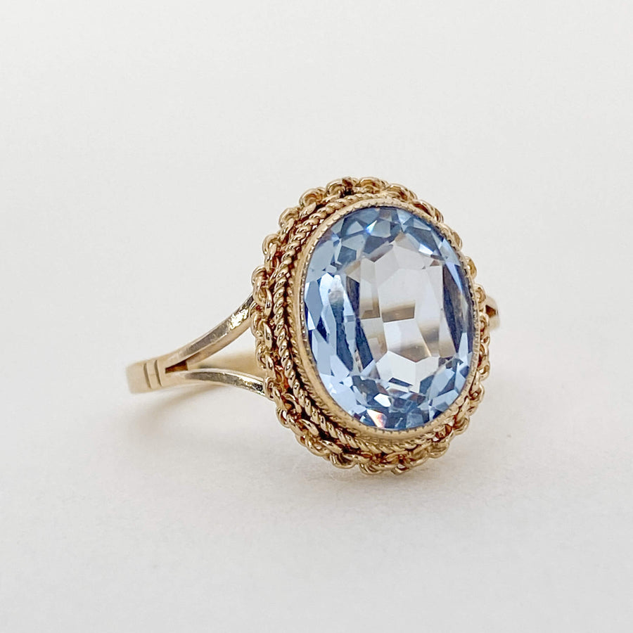 Vintage Blue Quartz Oval Cord Ring