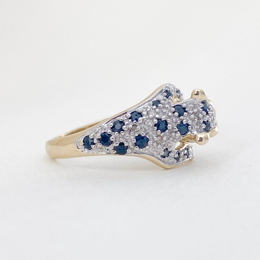 Vintage Sapphire & Diamond Panther Ring