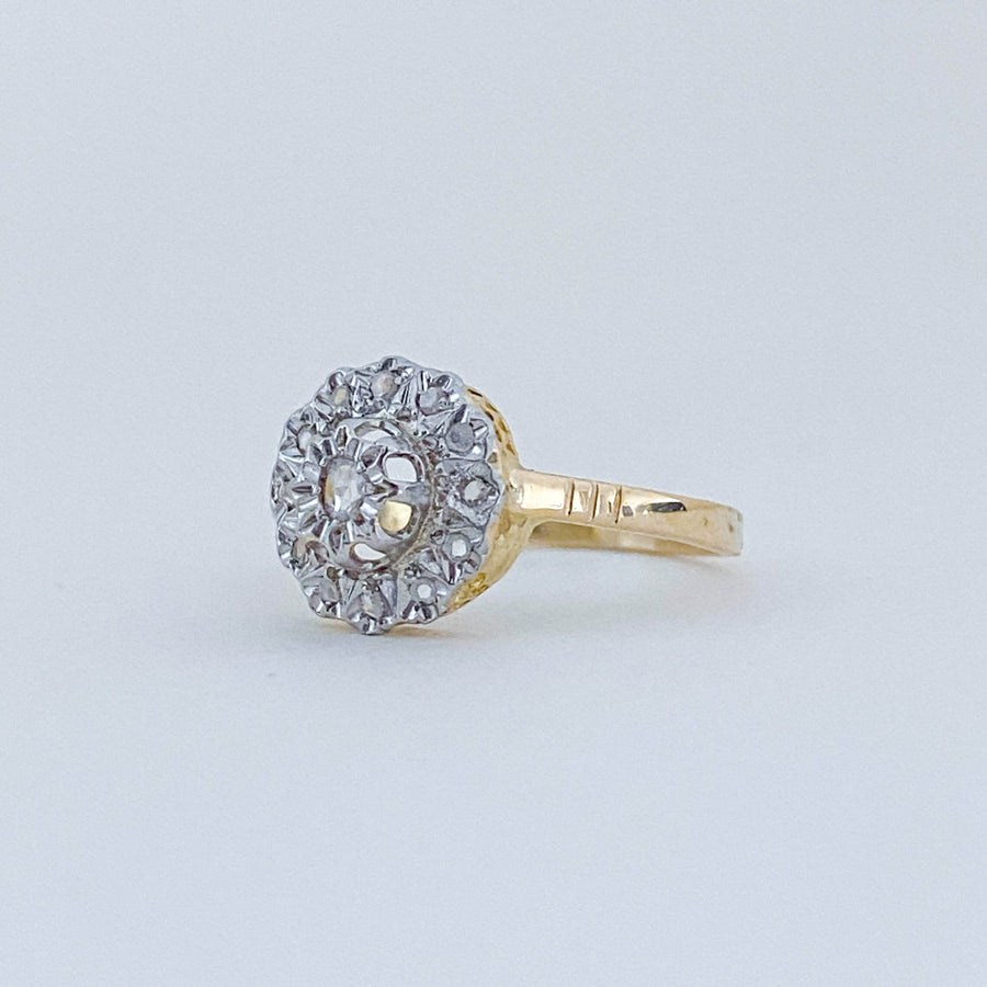 Vintage Diamond Ice Flower Ring