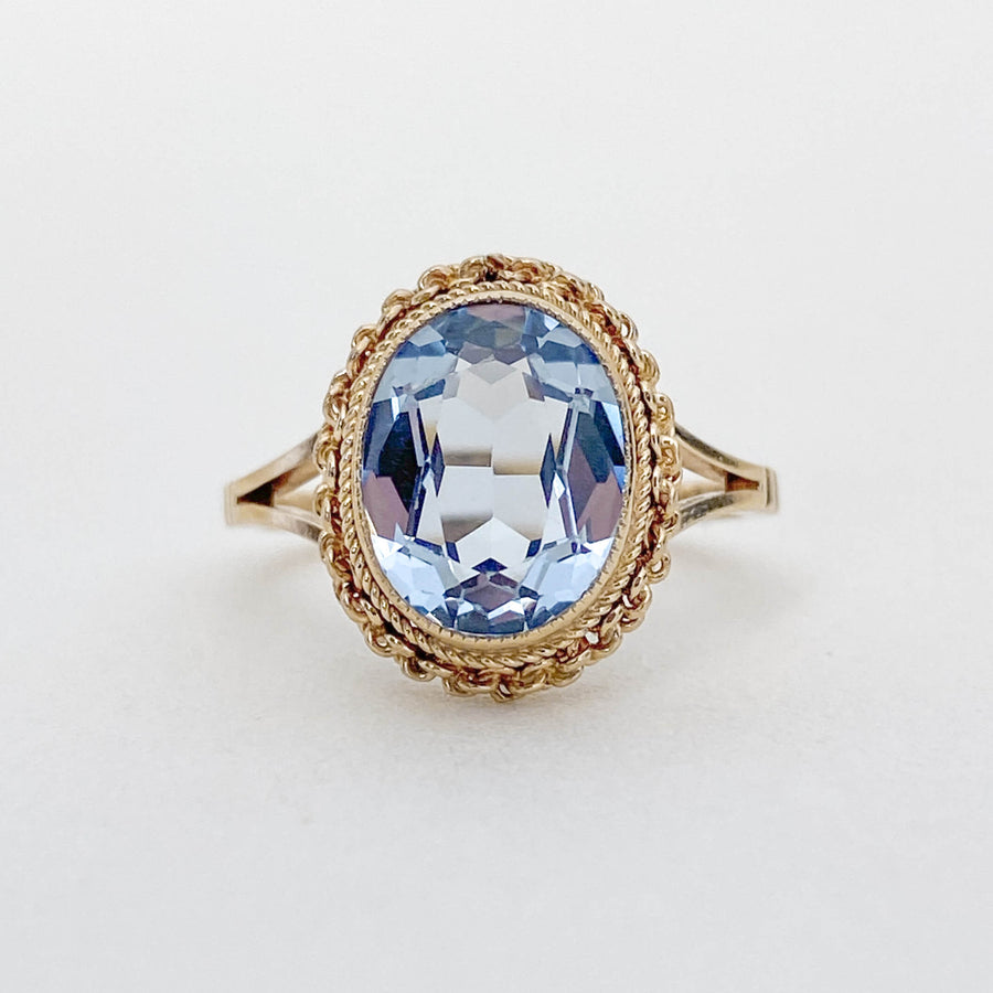 Vintage Blue Quartz Oval Cord Ring