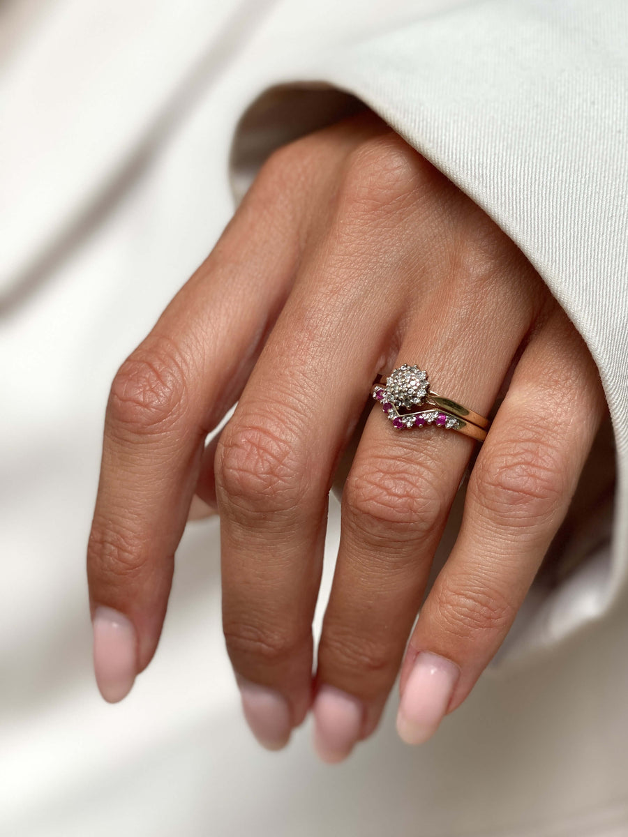 Vintage Ruby & Diamond Wishbone Ring