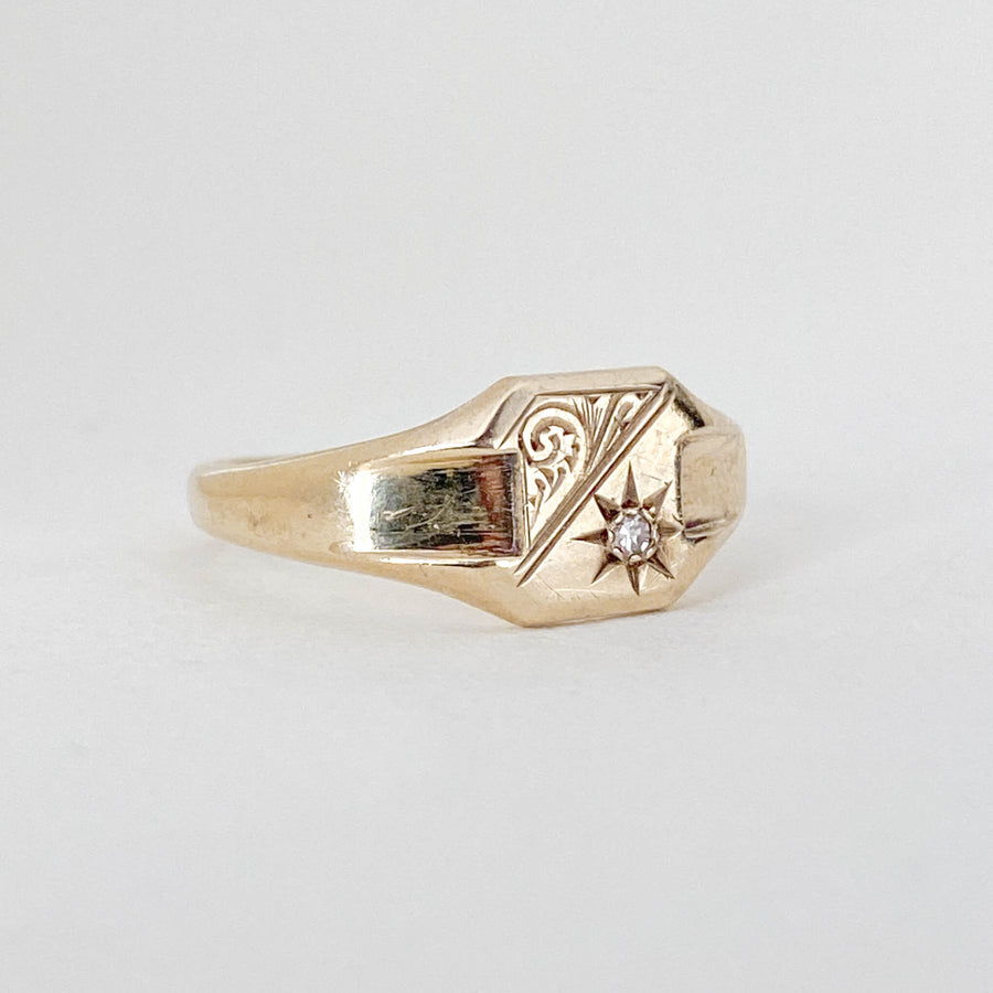 Vintage Diamond Star Signet Ring