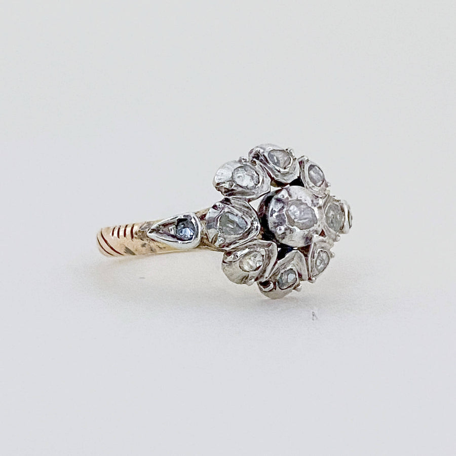 Vintage Rose Cut Diamond Cluster Ring