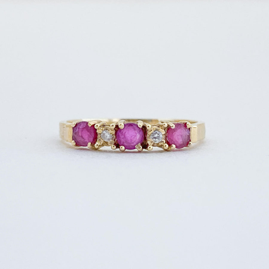 Vintage Ruby & Diamond Half Eternity Ring