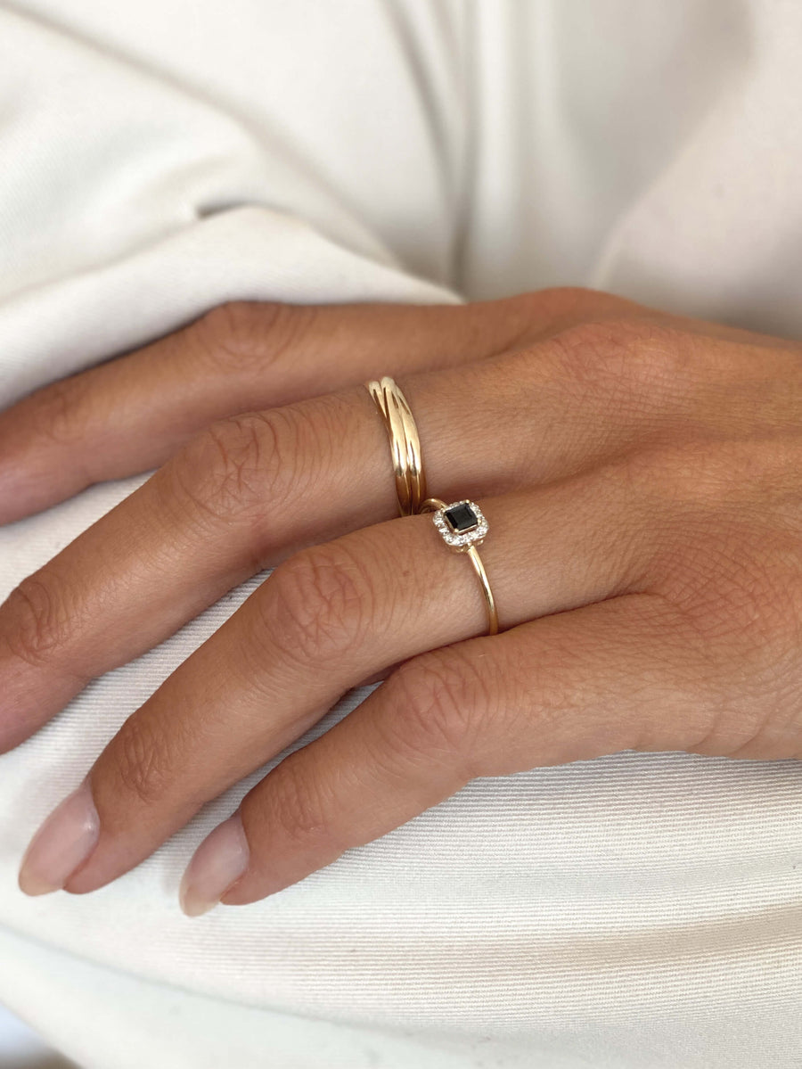 Sapphire & Diamond Halo Cushion Petite Ring