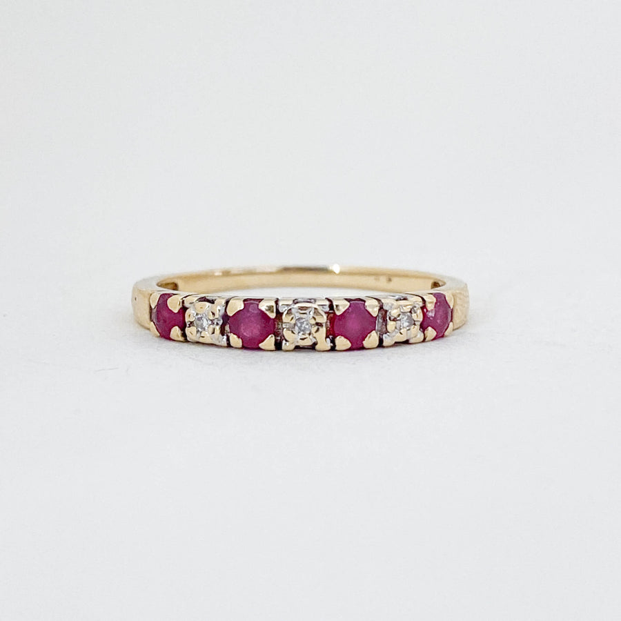 Vintage Ruby & Diamond Half Eternity Ring