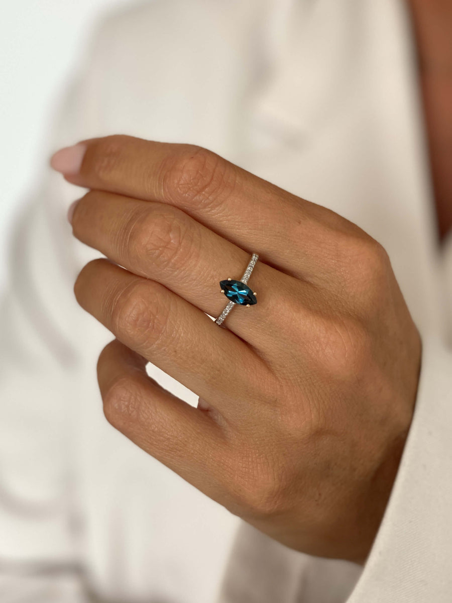 Vintage Quartz & Diamond Marquise Ring